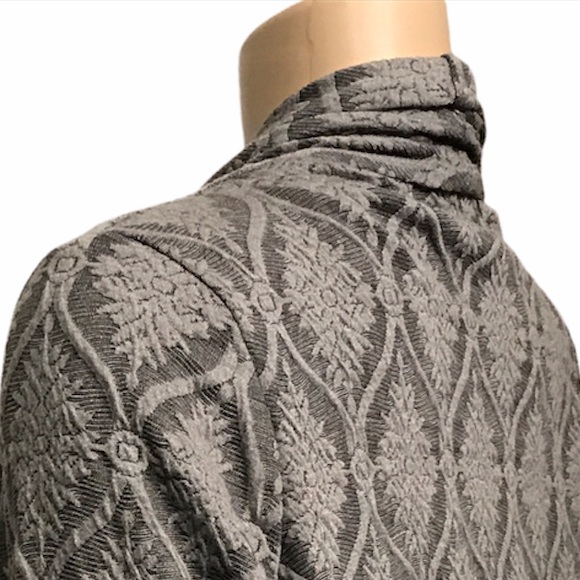 Bobeau Draped Cardigan Cascading One Button Closure gray black Print size S - Picture 11 of 16